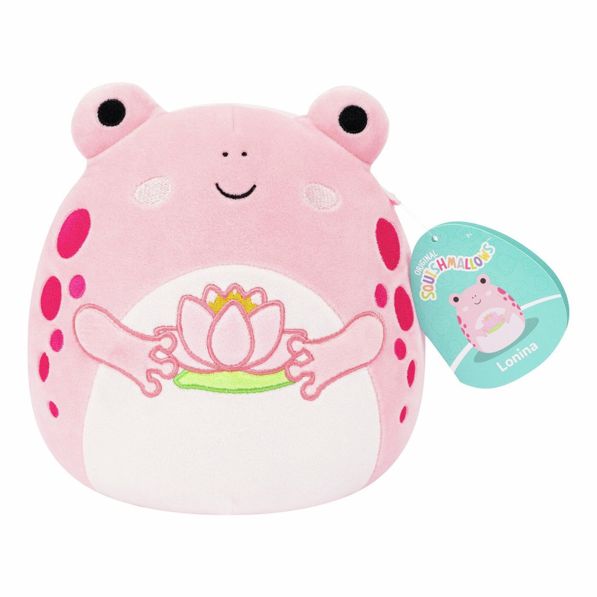 Squishmallow 7.5" Lonina - Pink Frog with Lotus Flower