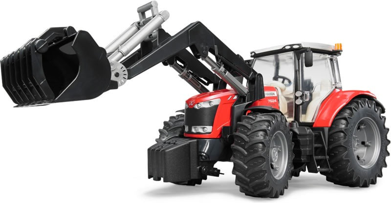 Bruder Massey Ferguson 7624 Tarracóir le Lódálaí Tosaigh Scála 1:16
