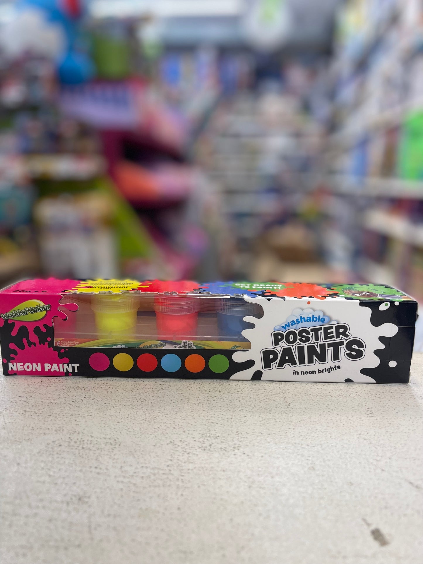 World of Colour - Washable Poster Paints in Neon Shades - 6pc