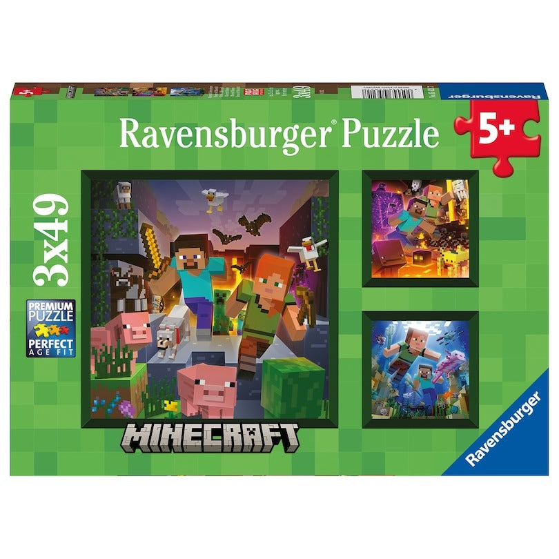 Minecraft bithóim 3x49pc Ravensburger Jigsaw