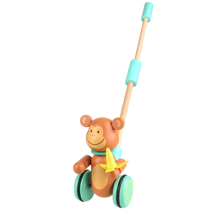 Orange Tree Toys Wooden Push Along Monkey