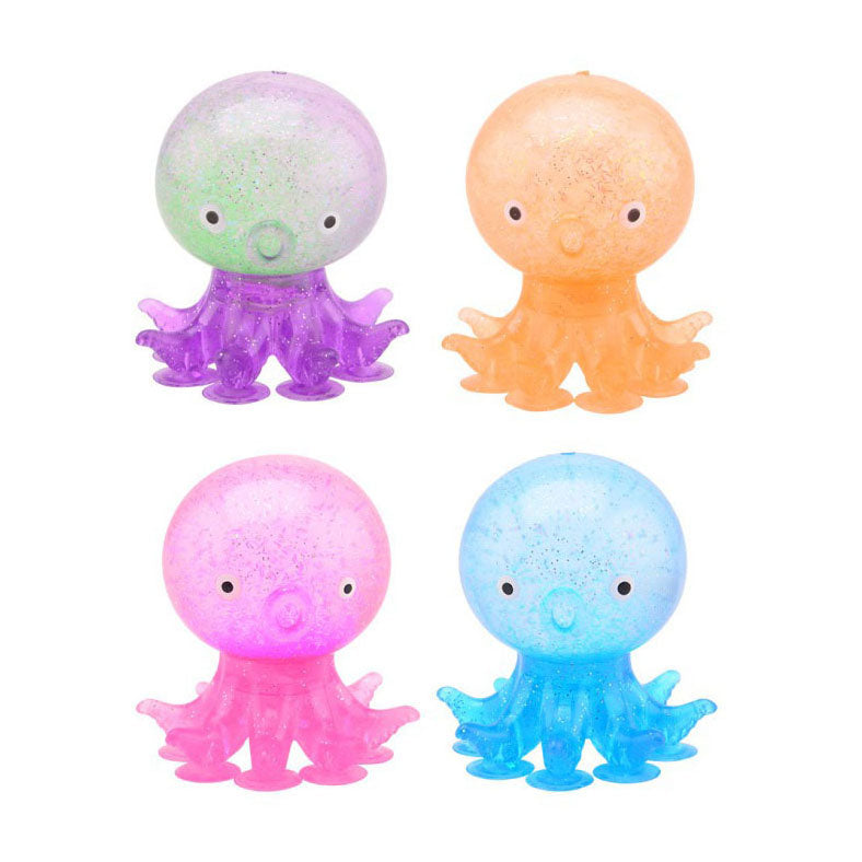 Octopus Glitter Squeeze Ball With Suction Cups