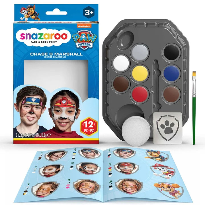 Snazaroo Marshall & Chase Face Paint Set with 8 Colour Pads & Brush