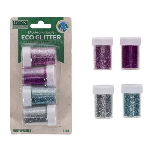 Icon Craft Biodegradable Glitter 4 x 8g Pretty Pastels