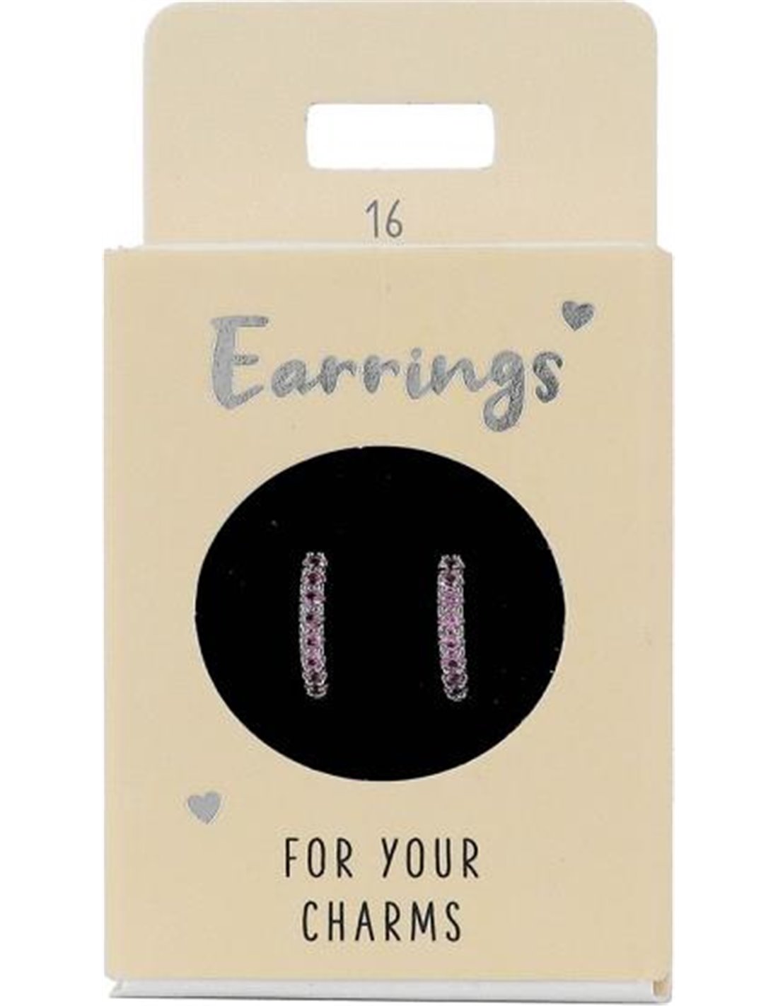 Earrings Silver Round with Pink
