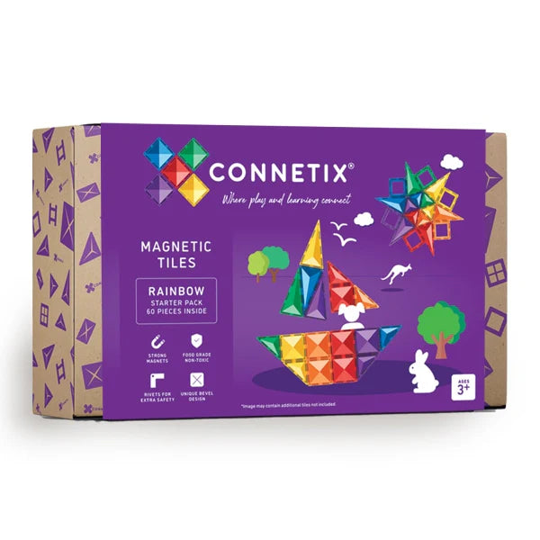 Connetix Magnetic Tiles 60pc Starter Pack Rainbow