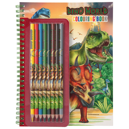 Dino World Colouring Book with Colouring Pencils