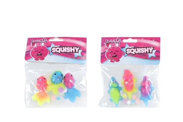 3pk Glamour Squishy Animals 2 asst