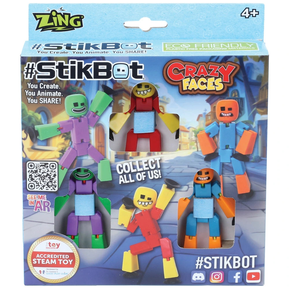 Stickbot 3pk Crazy Faces Assorted