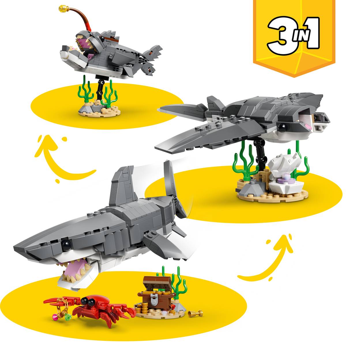 LEGO Creator 3 in 1 Fierce Shark with a Treasure Chest 31381