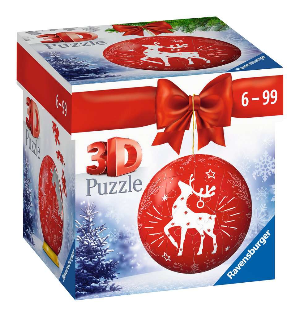 3D Puzzle Ball Red Reindeer 54pc Ravensburger