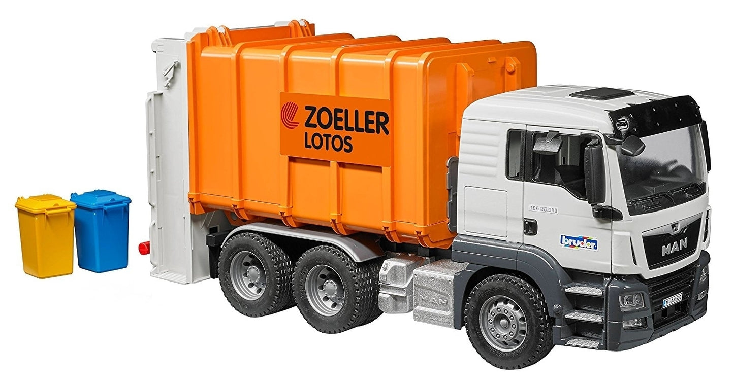 Bruder MAN Rear Loading Garbage Truck Orange