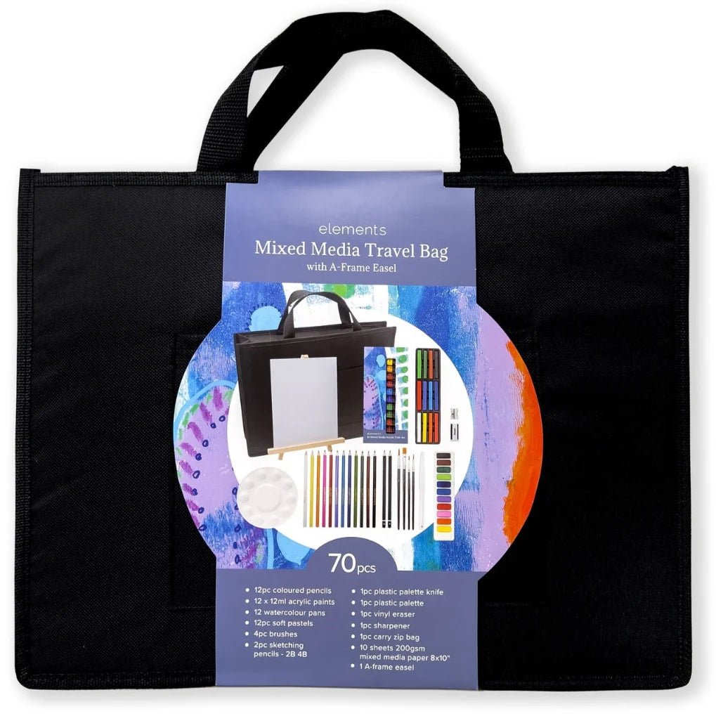 Elements Mixed Media Travel Bag 100pc Set with A Frame Easel