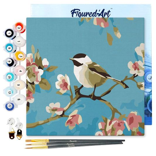 Mini Paint By Numbers Birds Painting 20x20cm Framed Canvas