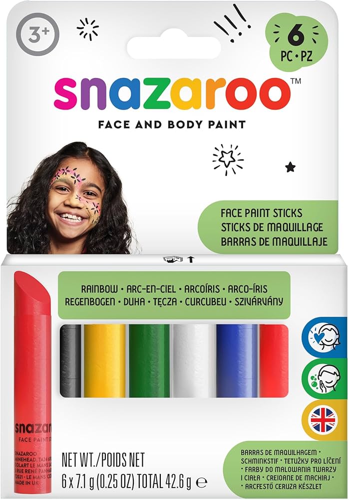 Snazaroo Rainbow Face Paint Sticks Pack of 6