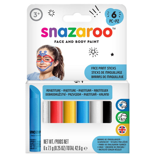 Snazaroo Adventure Face Paint Sticks Pack of 6