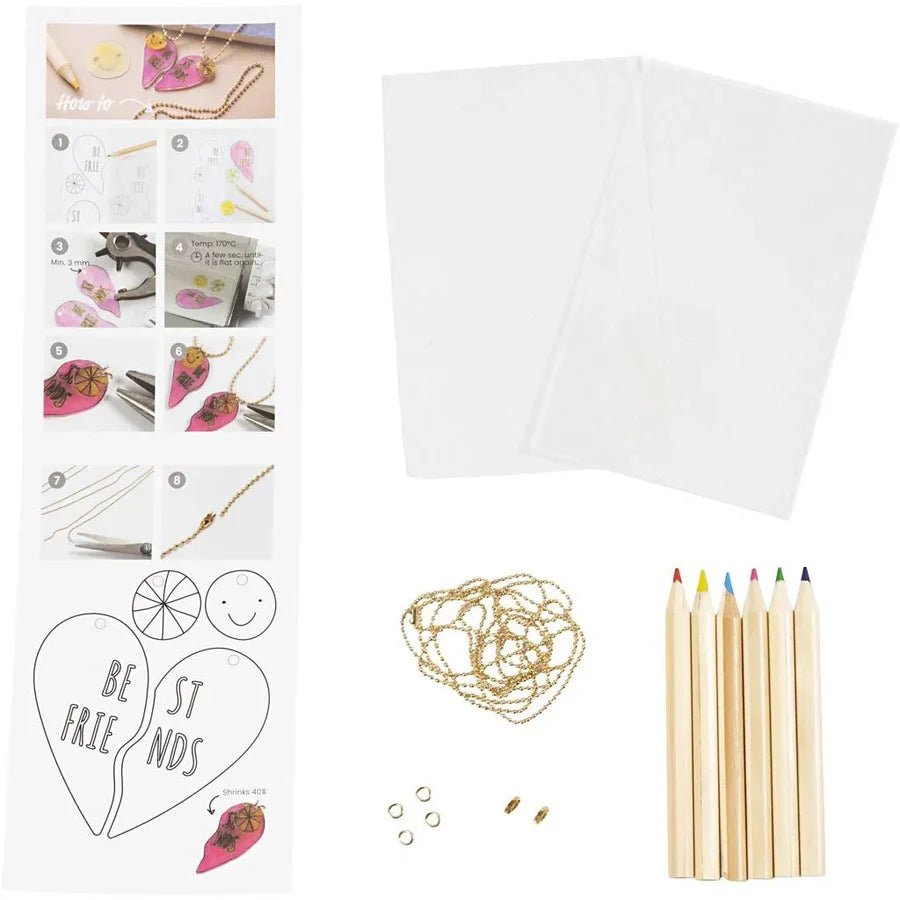 Mini Craft Kit Jewellery Shrink Best Friend Necklaces