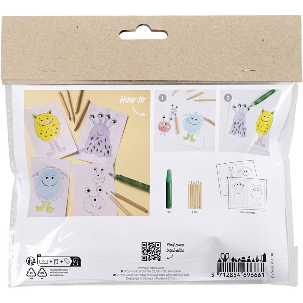 Mini Craft Kit Colouring Monsters