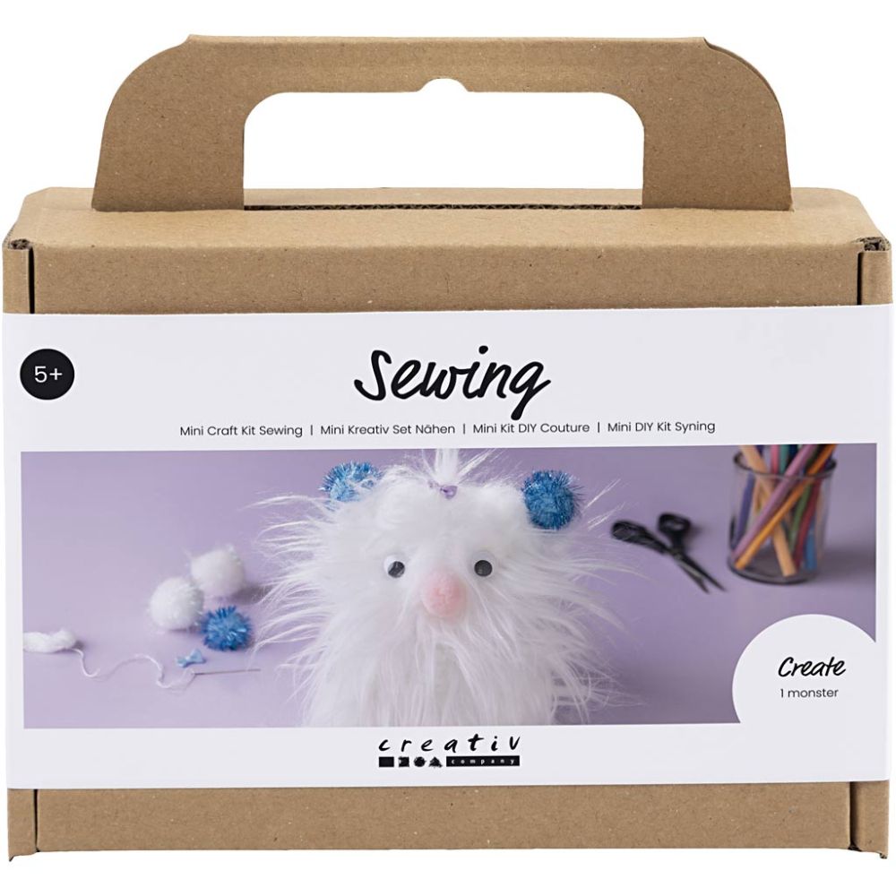 Mini Craft Kit Sewing Fluffy White Monster