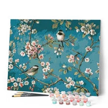 Paint By Numbers Flowers with Birds Watercolour Rolled Canvas