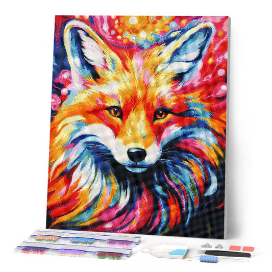 Diamond Painting - Colourful Abstract Fox - 40x50cm Rolled Canvas