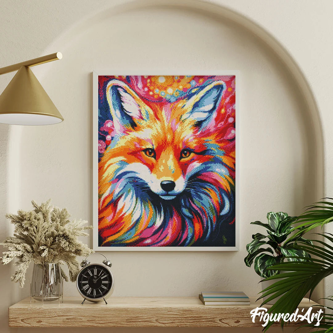 Diamond Painting - Colourful Abstract Fox - 40x50cm Rolled Canvas