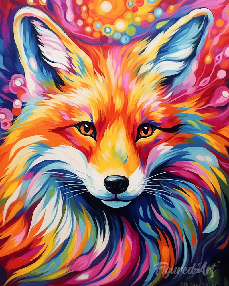 Diamond Painting - Colourful Abstract Fox - 40x50cm Rolled Canvas