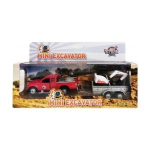 Die Cast Jeep Pajero with Mini Excavator 1:32 Scale