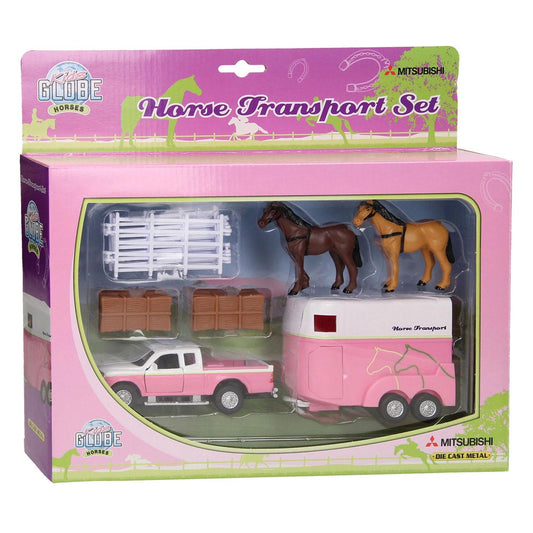 Die Cast Mitsubishi with Horse Trailer & Accessories