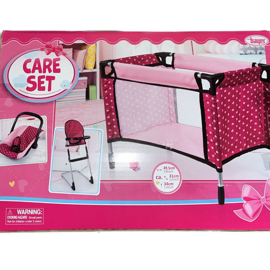 Doll's Care Set - High Chair, Travel Cot & Car Seat Set