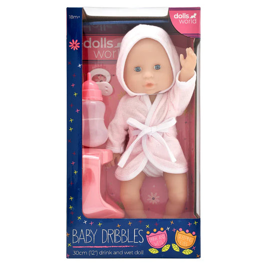 12" Baby Dribbles - Drink & Wet Doll with Accessories