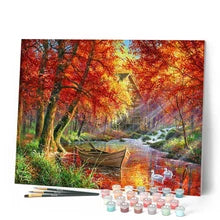 Paint By Numbers Autumn River and Boat Rolled Canvas