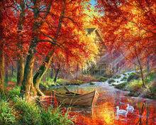 Paint By Numbers Autumn River and Boat Rolled Canvas
