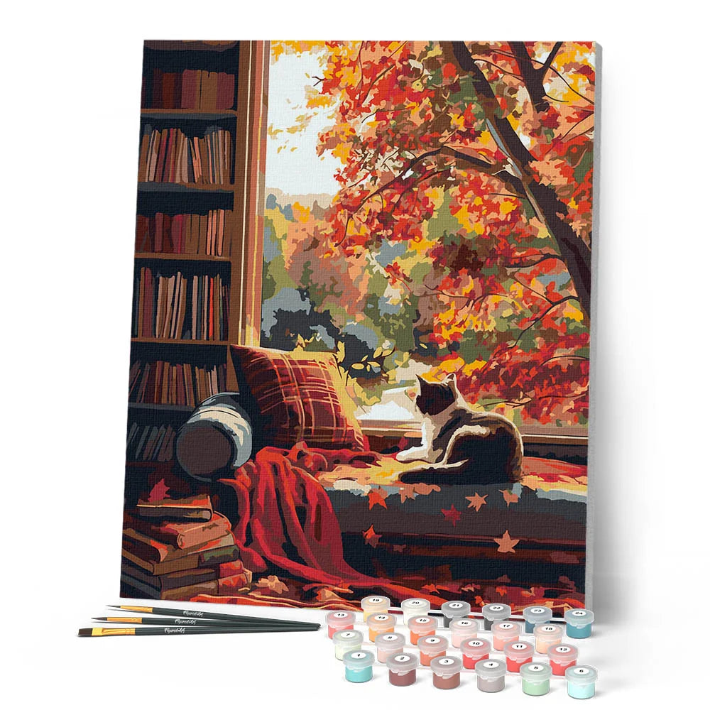 Paint By Numbers Cats Autumn View Rolled Canvas