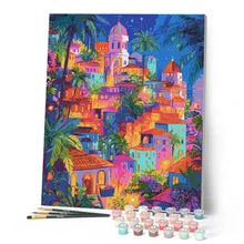 Paint By Numbers Dream Tropical City Rolled Canvas
