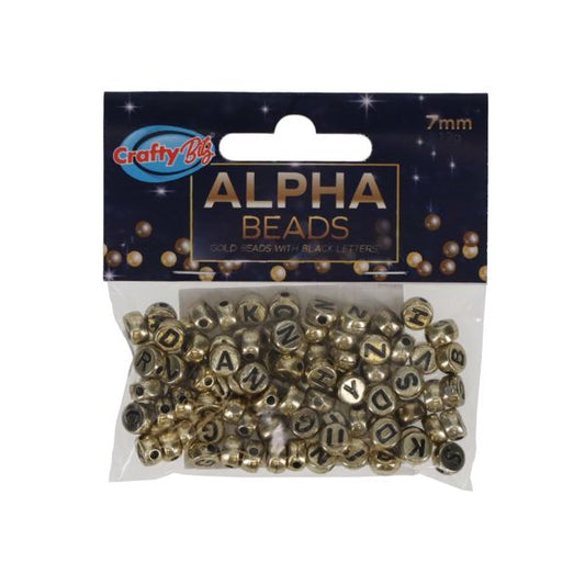 Crafty Bitz Alphabet Beads Gold 7mm
