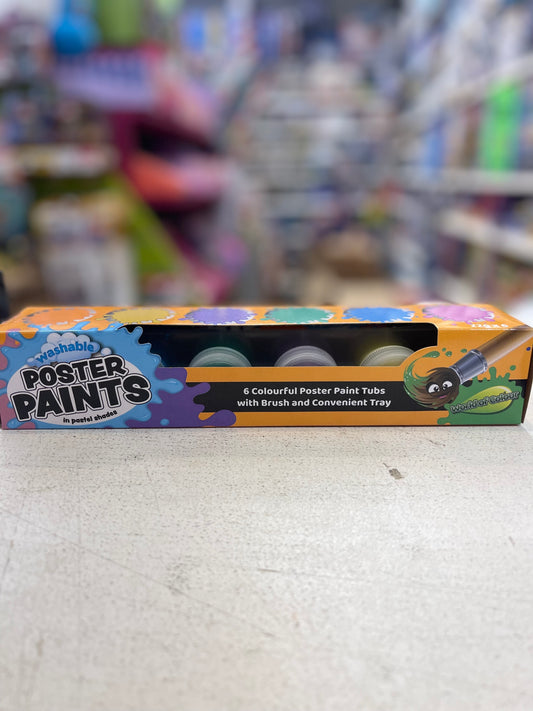 World of Colour - Washable Poster Paints in Pastel Shades - 6pc