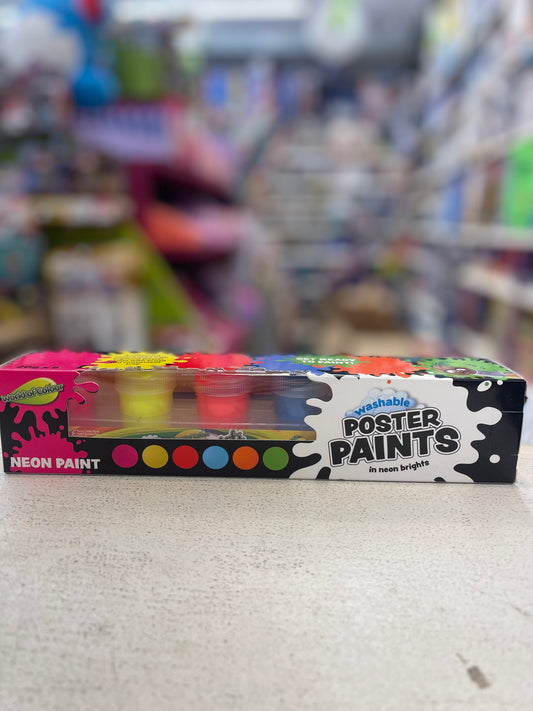 World of Colour - Washable Poster Paints in Neon Shades - 6pc