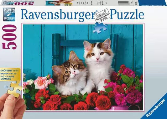 Kittens and Roses XL Pieces - 500pc Jigsaw -  Ravensburger 16993