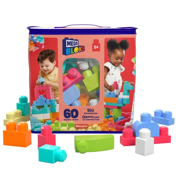 Mála Tógála Mór Mega Bloks - 60 ríomhaire Gorm / Pink Assorted