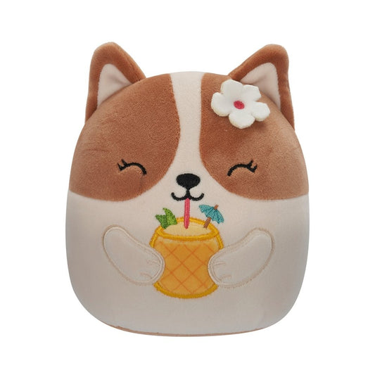 Squishmallows - 7.5" - Regina Brown and White Corgi w/Pineapple Drink