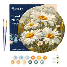 Paint by Numbers on Wood Slice - Daisies