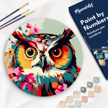 Paint by Numbers on Wood Slice - Fantasy Owl with Flowers