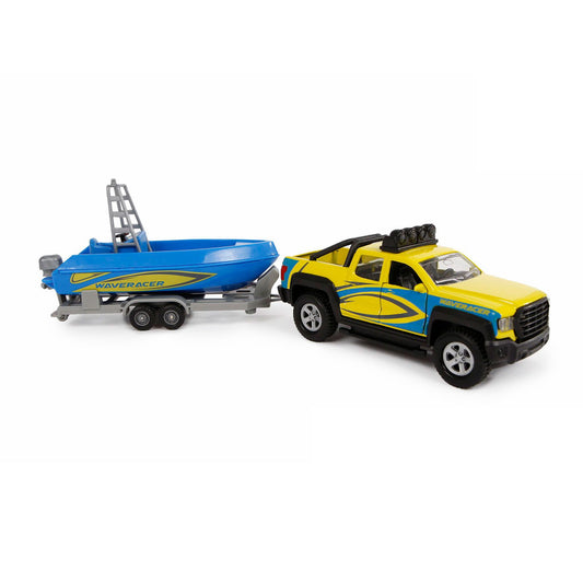 Kids Globe Die Cast Car with Boat - Light & Sound