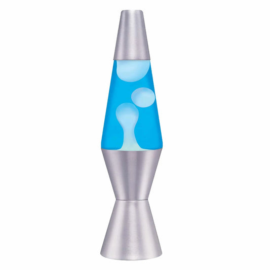 The Original Lava Brand - Classic Lava Lamp - White/Blue/Aluminium 14.5inch