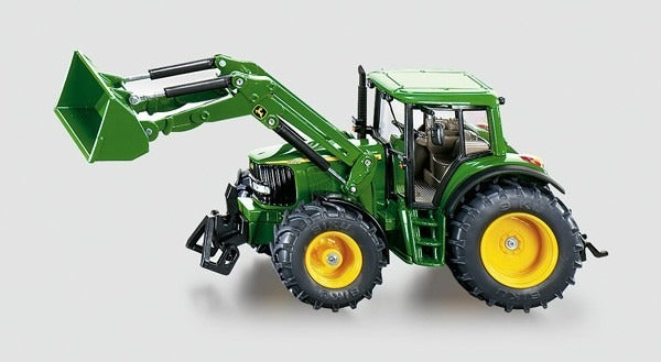 Tarracóir Siku John Deere le Front Loader Scála 1:32 