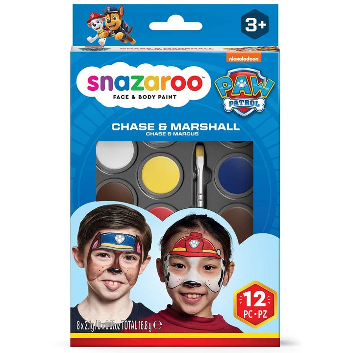 Snazaroo Marshall & Chase Face Paint Set with 8 Colour Pads & Brush