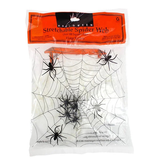 Spiders Web with Plastic Spiders