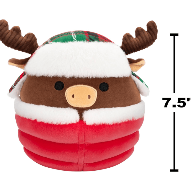 Squishmallows Christmas 2024 7.5" - Maurice Brown Moose w/ Red Puffer Jacket