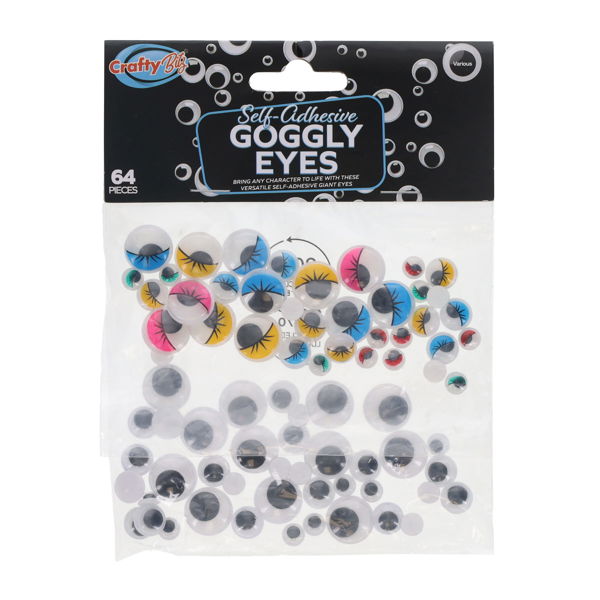 Crafty Bits 64pk Assorted Self-Adhesive Goggly Eyes